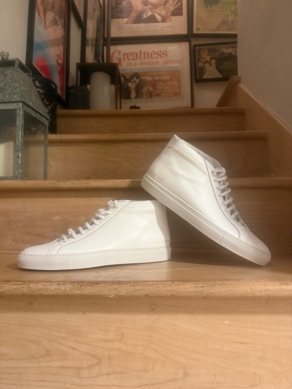 Common Projects Achilles Calfskin Leather Mid-top Sneakers - White, M-44IT/11US